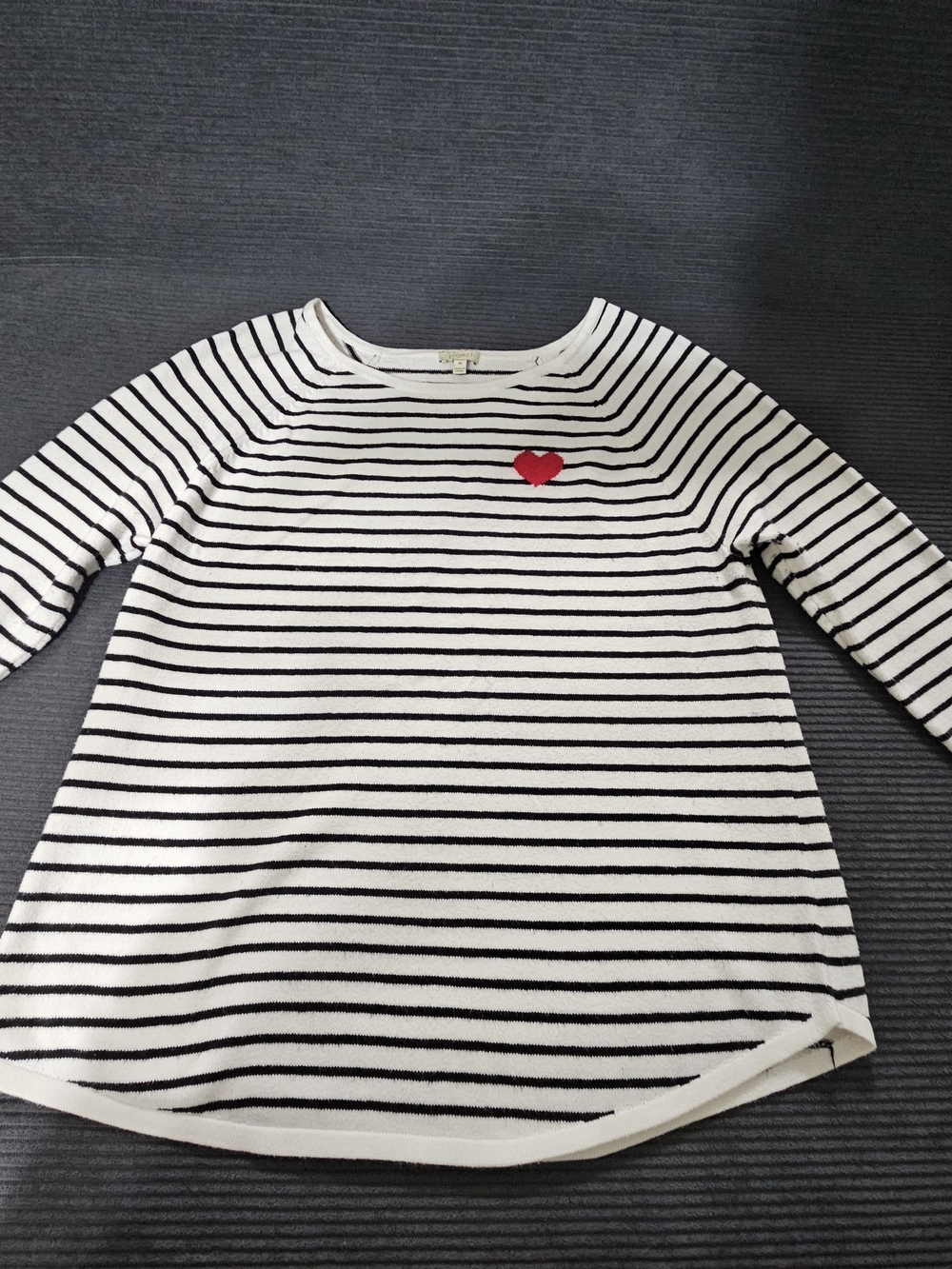 Striped Boatneck Top with Red Heart